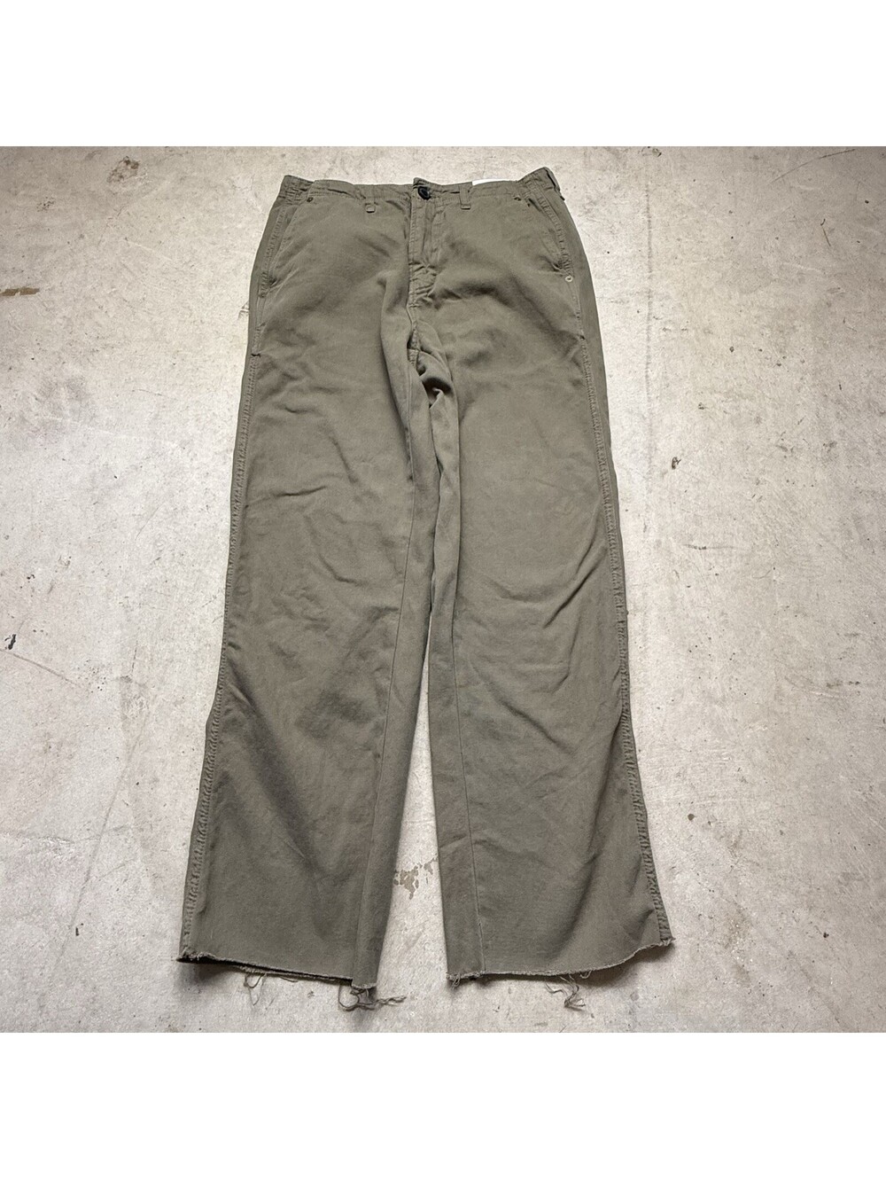 Billy Reid Chino Pants Mens Size 28 Fits 28x26 Raw Hem Twill Khaki Preppy